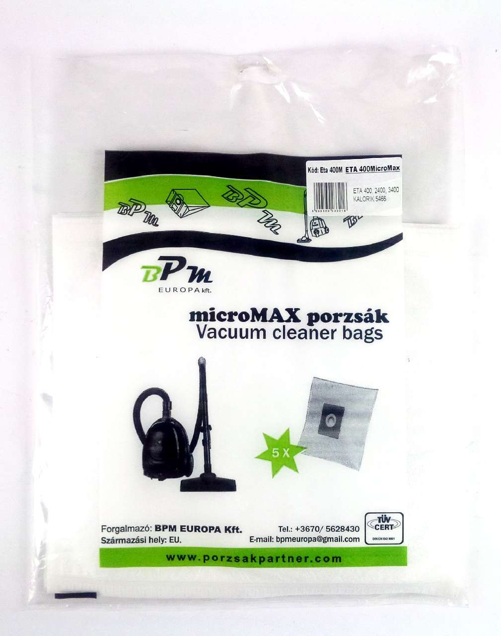 PORZSÁK ETA400M, MICROMAX PORZSÁK, 4 DB/ CSOM