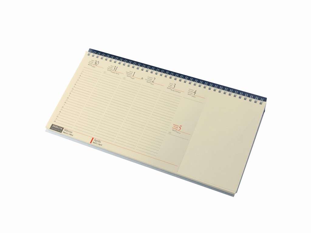 ASZTALI NAPTÁR 2026 7942-14, FEKVŐ, 320X115 BLOKKTÖMBÖS, CHAMOIS KÉK