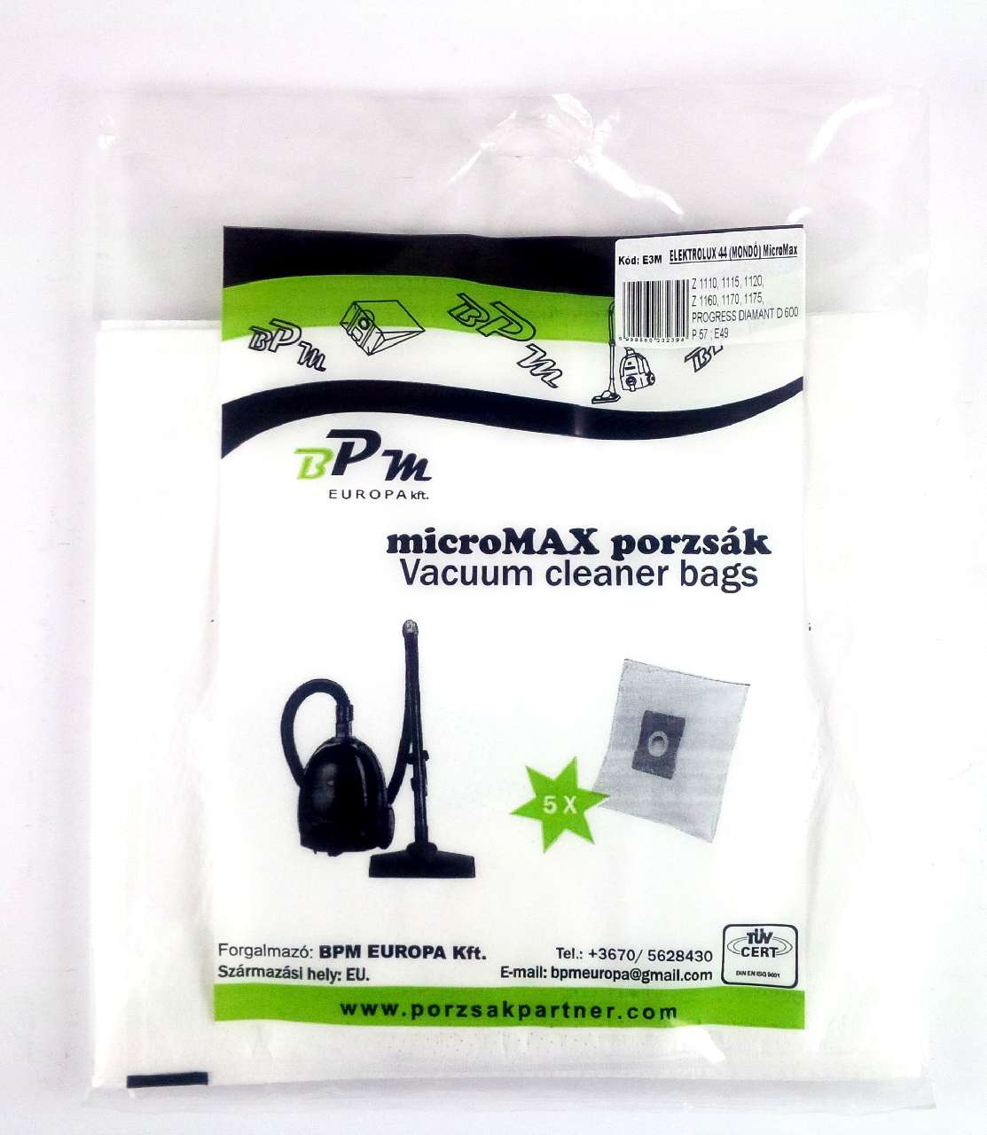 PORZSÁK ELECROLUX 44 MICROMAX, 4 DB/CSOM