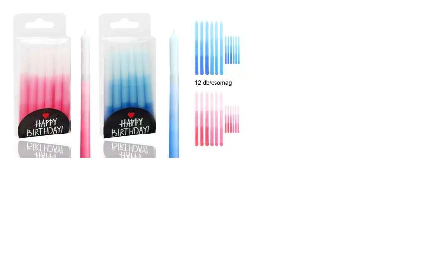 GYERTYA, 12 DB-OS, KÉK/RÓZSASZÍN