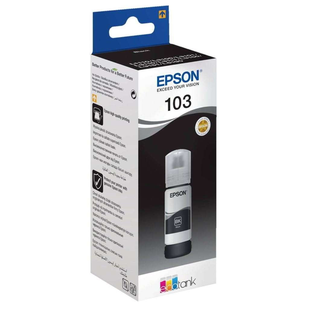 TINTAPATRON EPSON, NO.103 EREDETI 65 ML, T00S1, FEKETE