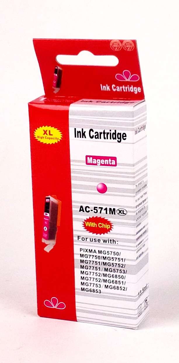 TINTAPATRON CANON, CLI-571XL ZAFIR, UTÁNGYÁRTOTT, 13,5 ML, MAGENTA