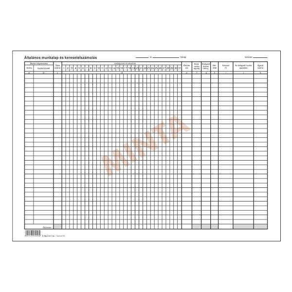 D.MG.6-01 ÁLTALÁNOS MUNKALAP ÉS KERESETT ELSZÁMOLÁS, A/3