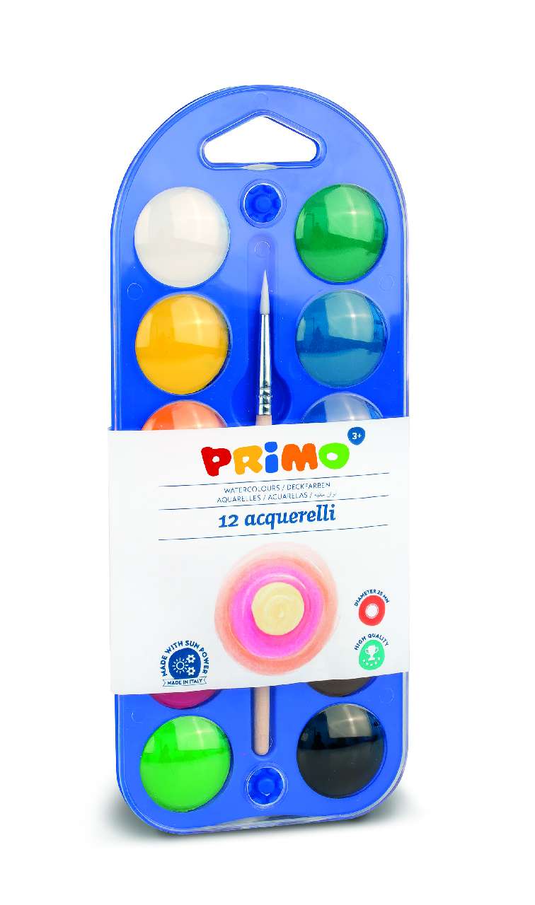 VÍZFESTÉK PRIMO, 12 DB-OS, 25 MM, + ECSET