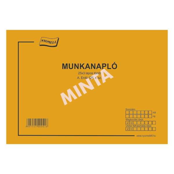 A.ERDŐ 121/V MUNKANAPLÓ, 25X3 PÉLDÁNYOS, A/4
