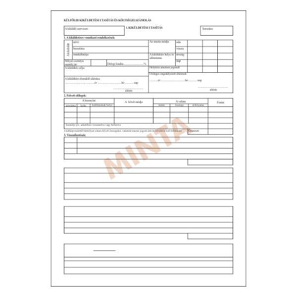 B.7300-260 KÜLFÖLDI KIKÜLDETÉSI UTASÍTÁS ÉS KÖLTSÉGELSZÁMOLÁS, A/4