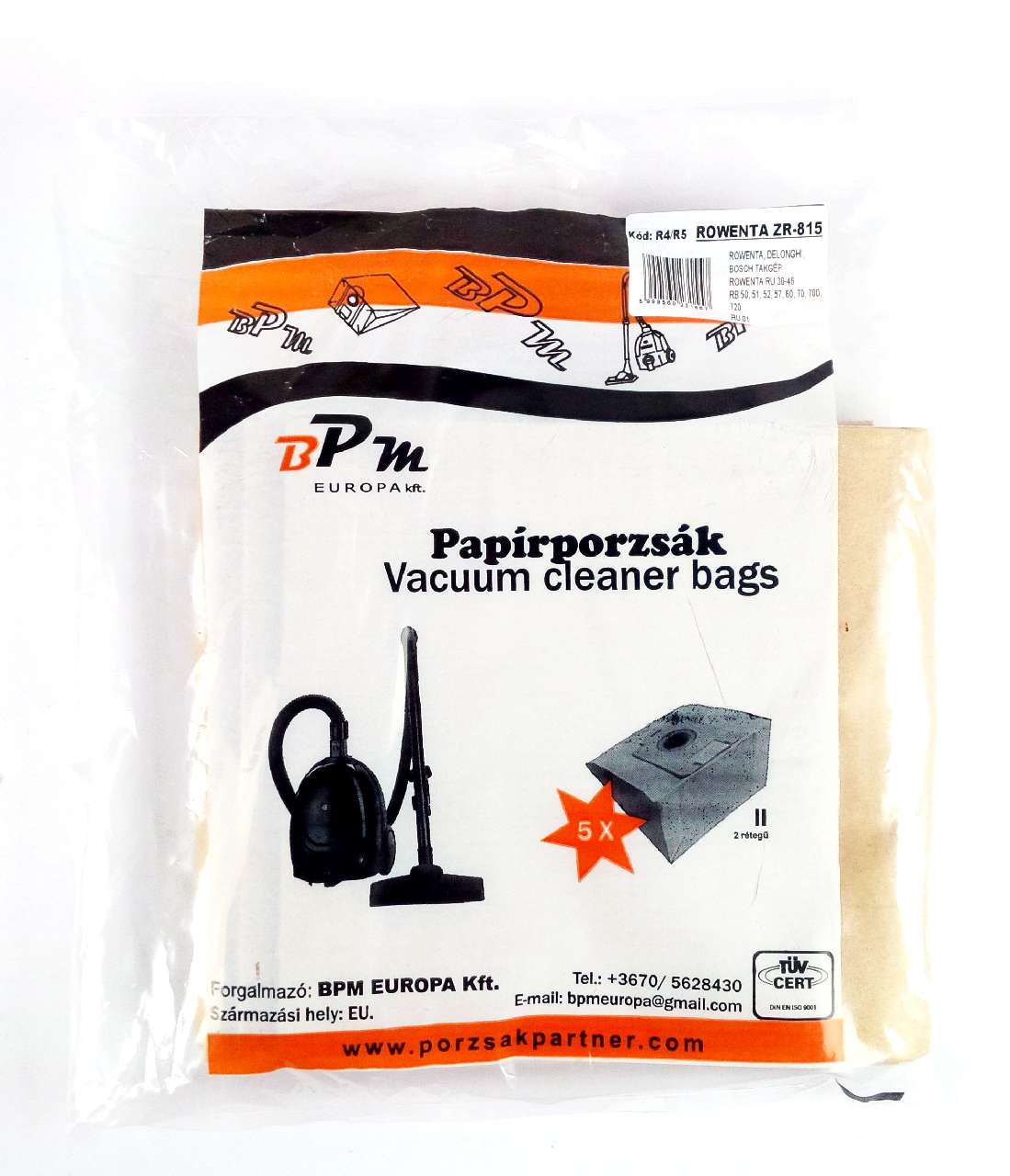 PORZSÁK , ROWENTA ZR815, DELONGHI,BOSCH TAKARÍTÓGÉP , 5 DB/CSOM