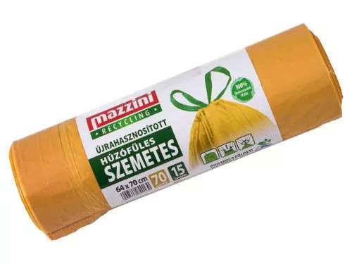 SZEMETESZSÁK HÚZÓFÜLES, 70L, 64X70CM ÚJRAHASZNOSÍTOTT