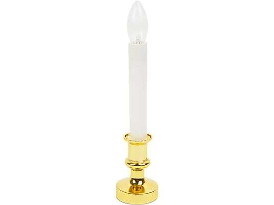 KARÁCSONYI LED, GYERTYA SÁRGA, 22 CM 2XAA ELEM, FEHÉR/ARANY