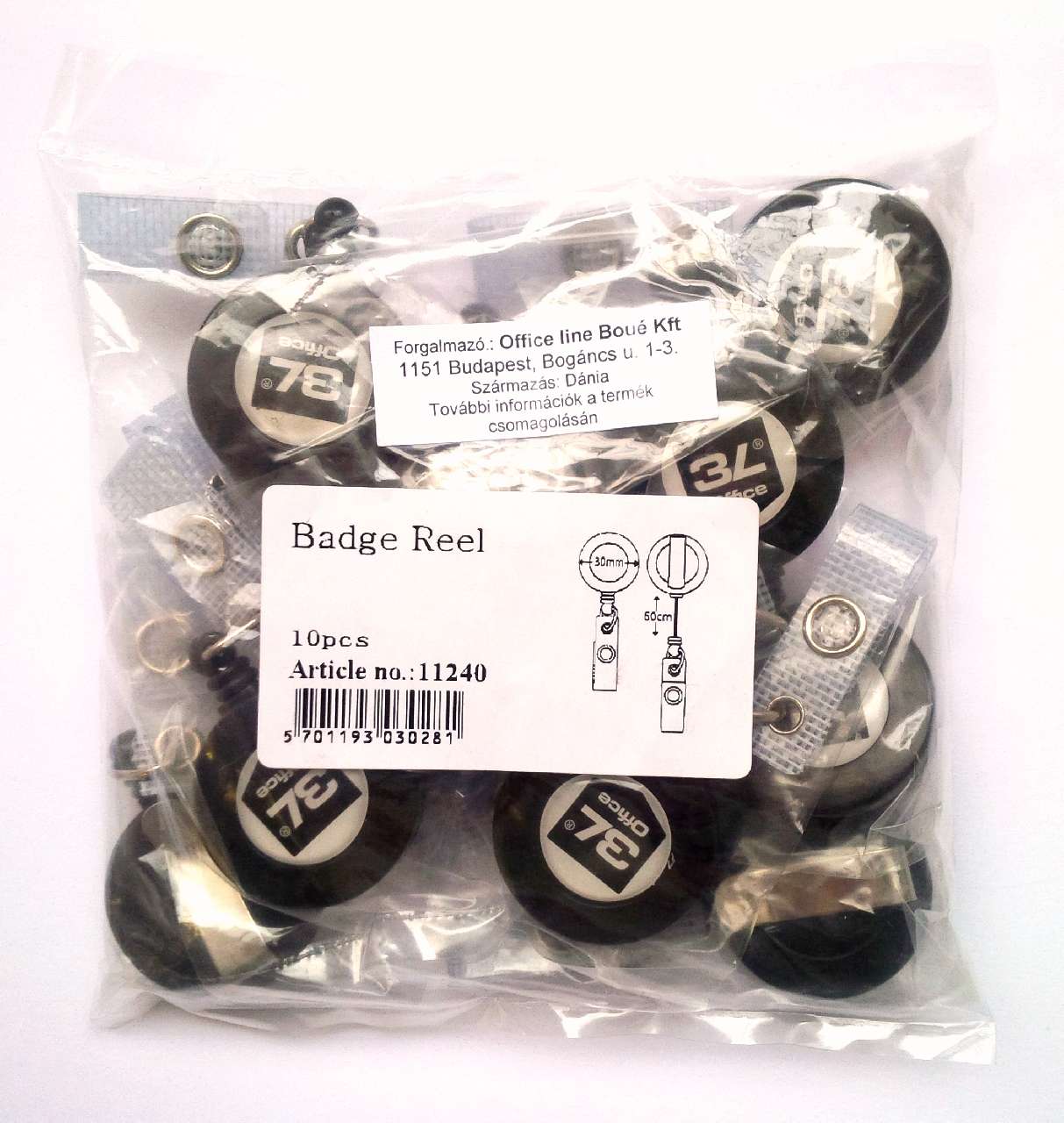 NÉVKITŰZŐ-TARTÓ KIHÚZHATÓ ZSINÓRRAL 3L 10 DB/CSOMAG, 60 CM