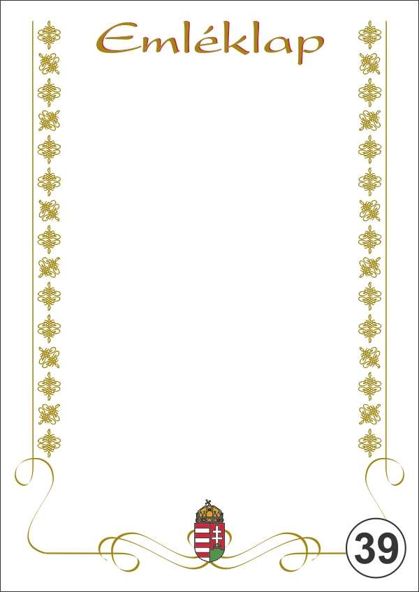 OKLEVÉL/EMLÉKLAP A/4 NYOMELL, A4-039