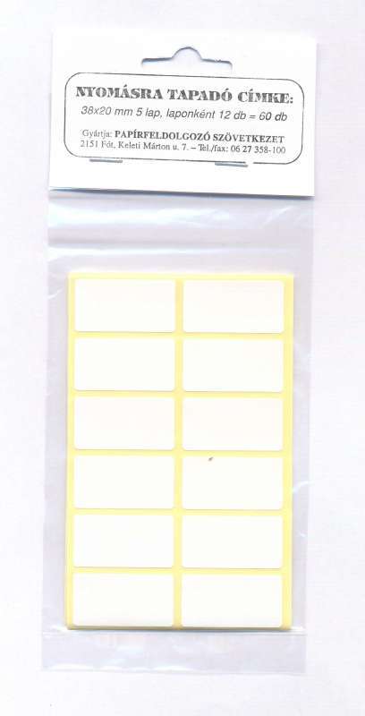 ÖNTAPADÓS CIMKE 38X20 MM 60 DB/TASAK