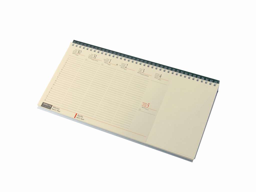 ASZTALI NAPTÁR 2026 7942-18, FEKVŐ, 320x155 BLOKKTÖMBÖS, CHAMOIS ZÖLD