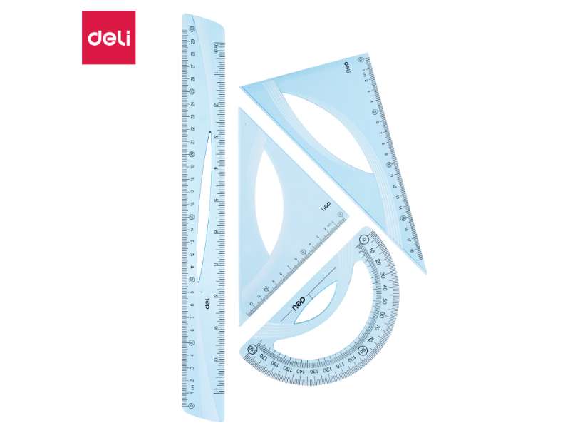 VONALZÓKÉSZLET, DELI, 4 DB-OS, V.KÉK