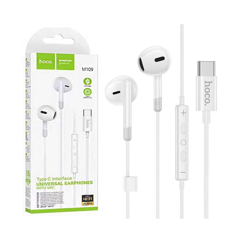 FÜLHALLGATÓ HOCO, M109, MIKROFONOS,TYPE-C, FEHÉR