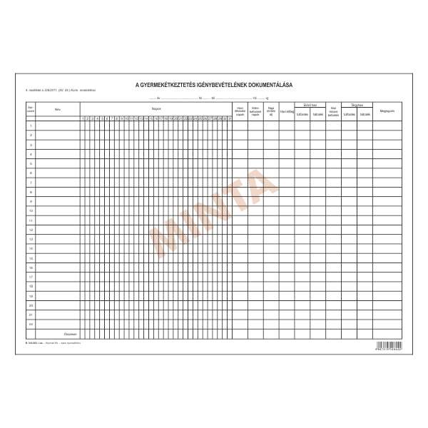 B.318-203 GYERMEKÉTKEZTETÉS IGÉNYBEVÉTELÉNEK DOKUMENTÁLÁSA, A/3