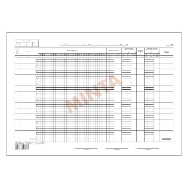 B.318-202 ÉTKEZŐK NYILVÁNTARTÁSA III., A/3