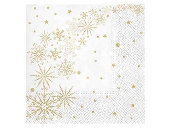 SZALVÉTA, KARÁCSONYI, 33X33CMFA FEHÉR-ARANY HÓPELYHEK