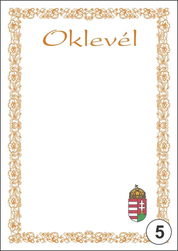 OKLEVÉL/EMLÉKLAP A/5 NYOMELL, A5-005