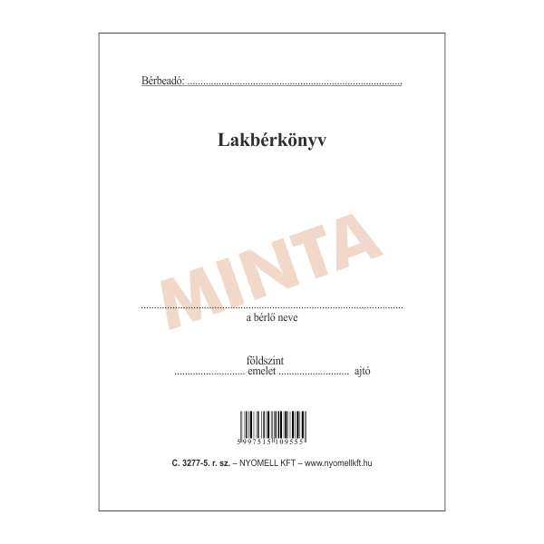 C.3277-5 LAKBÉRKÖNYV, ÁLLÓ, 16 OLDAL+BORÍTÓ, A/6