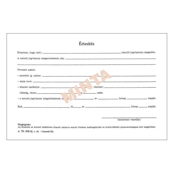 A.TÜ 828/UJ ÉRTESITÉS KÖZÉPF.