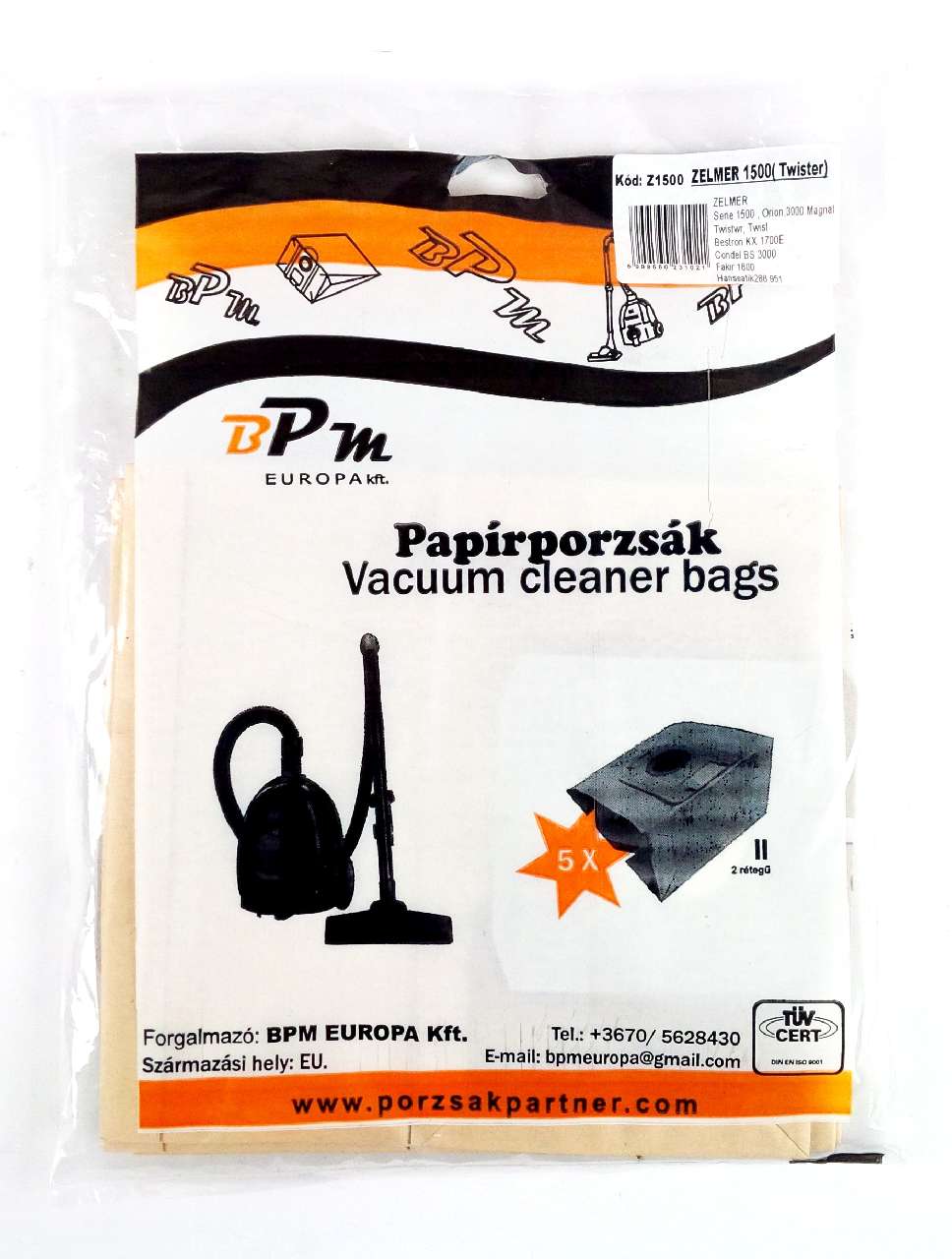 PORZSÁK Z1500, ZELMER 1500, 5 DB/CSOM