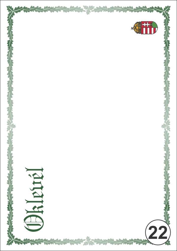 OKLEVÉL/EMLÉKLAP A/4 NYOMELL, A4-022