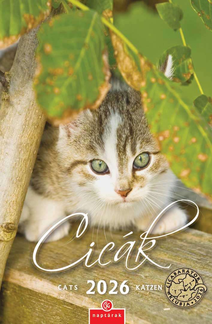 FALINAPTÁR 2026, CICÁK, 21X32 CM, SPIRÁLOZOTT