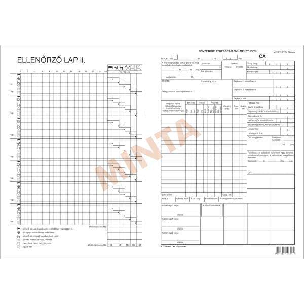 B.7300-237 NEMZETKÖZI TEHERGÉPJÁRMŰ MENETLEVÉL A/3-AS A/4-RE HAJTVA