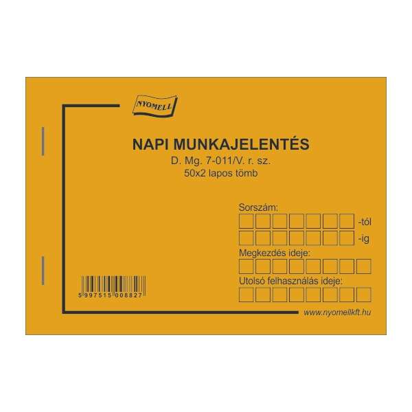 D.MG.7-011/V NAPI MUNKAJELENTÉS, A/6