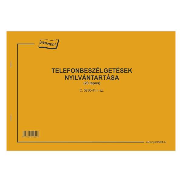 C.5230-41 TELEFONBESZÉLGETÉSEK NYILVÁNTARTÁSA
