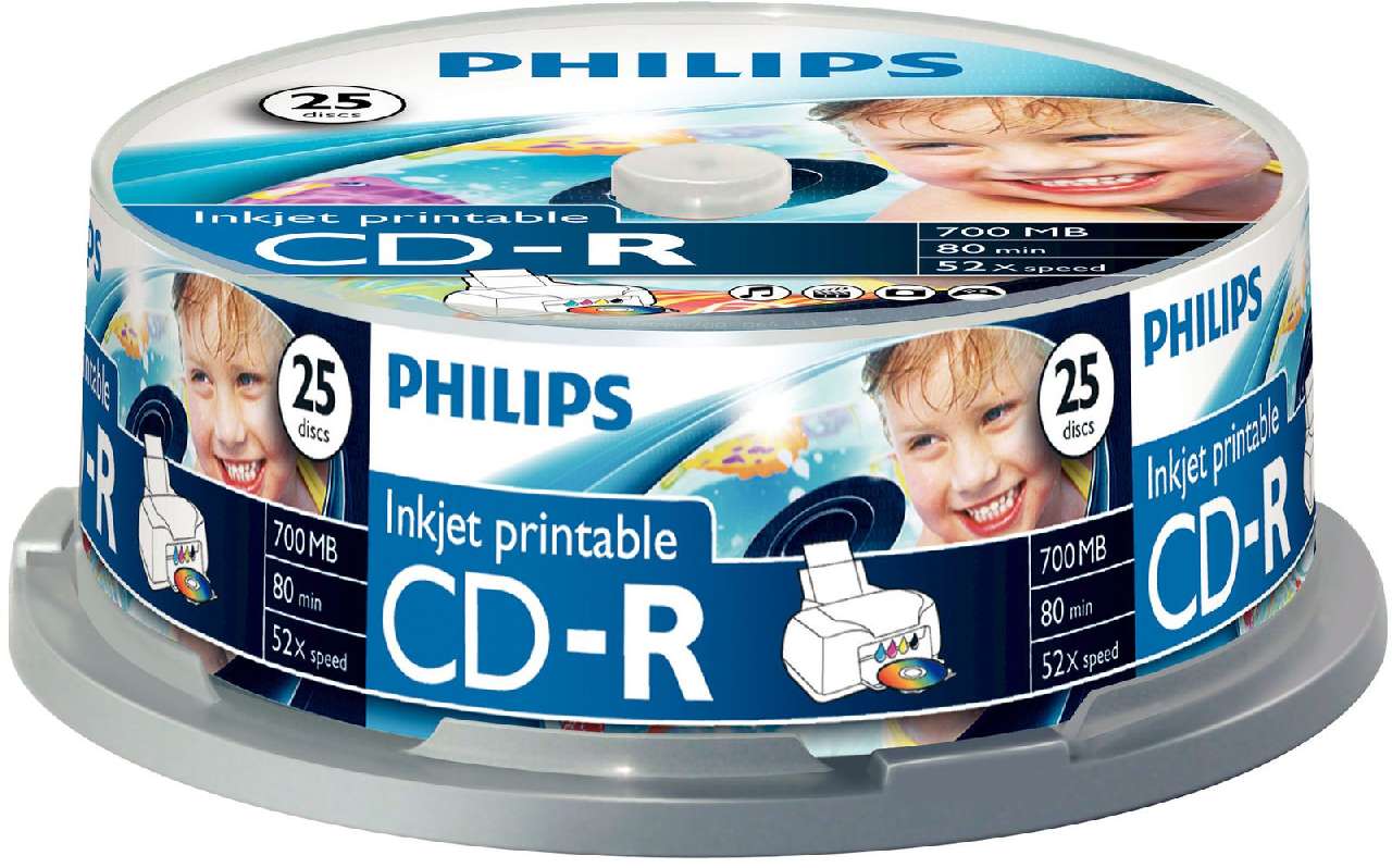 CD PHILIPS, NYOMTATHATÓ, 25 CAKE-BOX