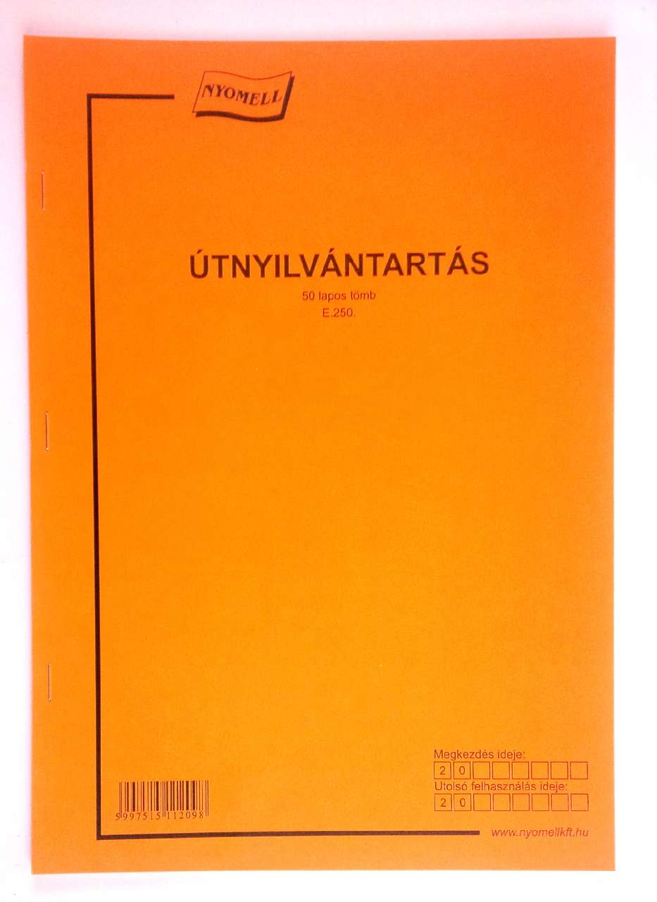 E.250 ÚTNYILVÁNTARTÓ, 50 LAPOS, A/4