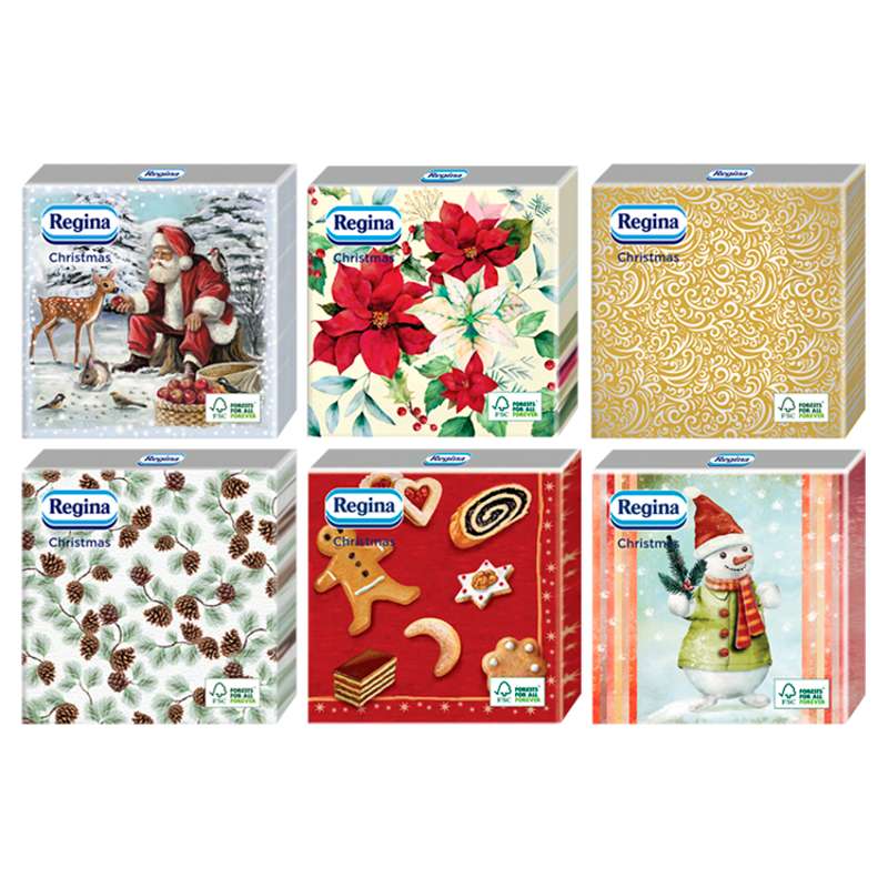 SZALVÉTA REGINA 3RÉTEGŰ, KARÁCSONYI, 33X33, 15DB/CSOMAG