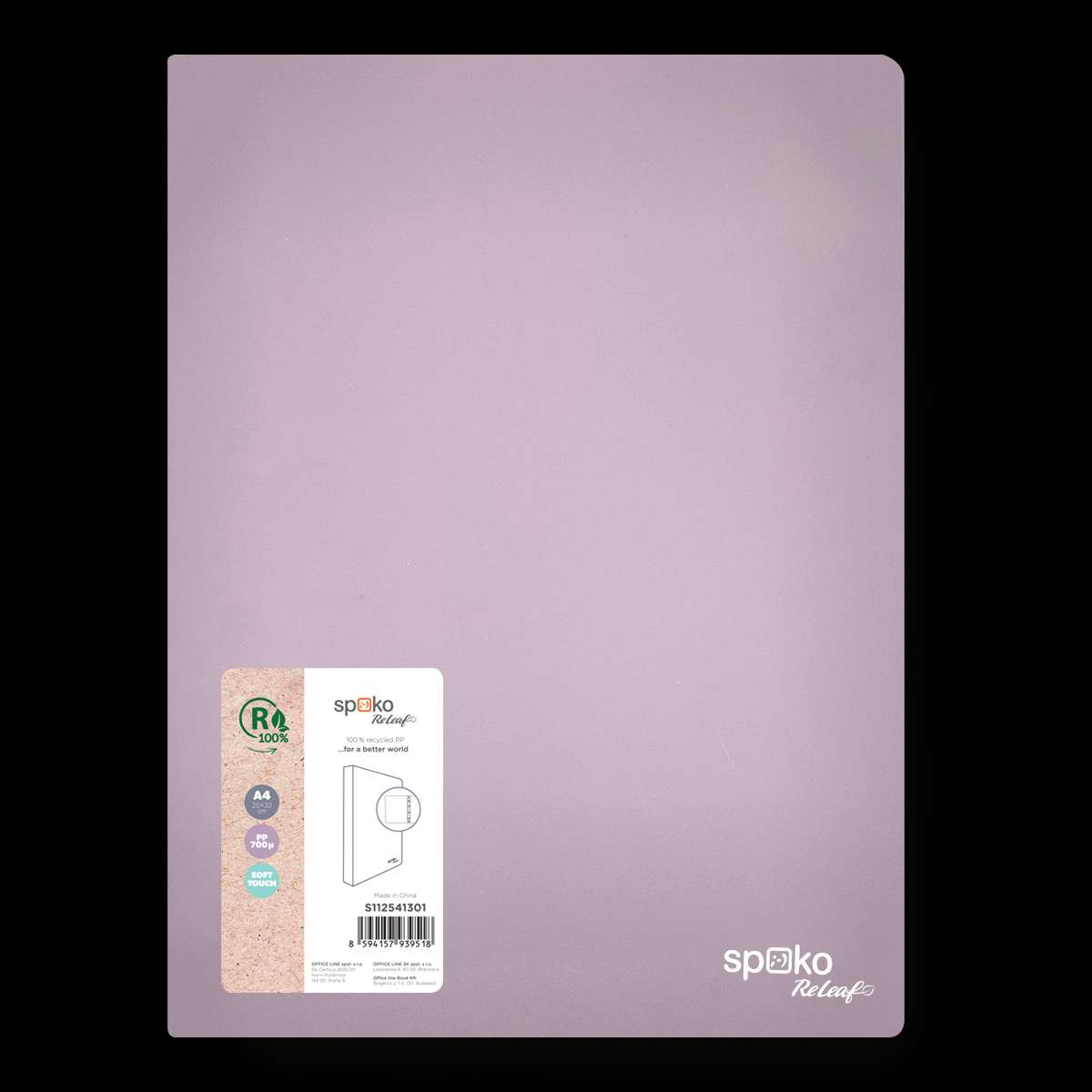 GYŰRŰSKÖNYV A/4 4 GYŰRŰS, PP, 35 MM, LILA