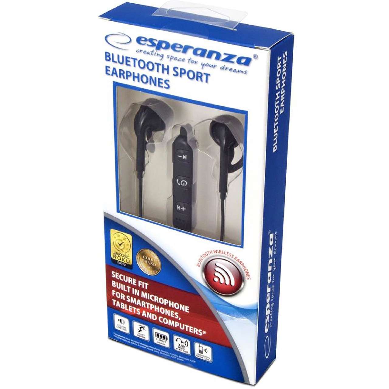 FÜLHALLGATÓ ESPERANZA, SPORT, BLUETOOT MIKROFONOS, FEKETE