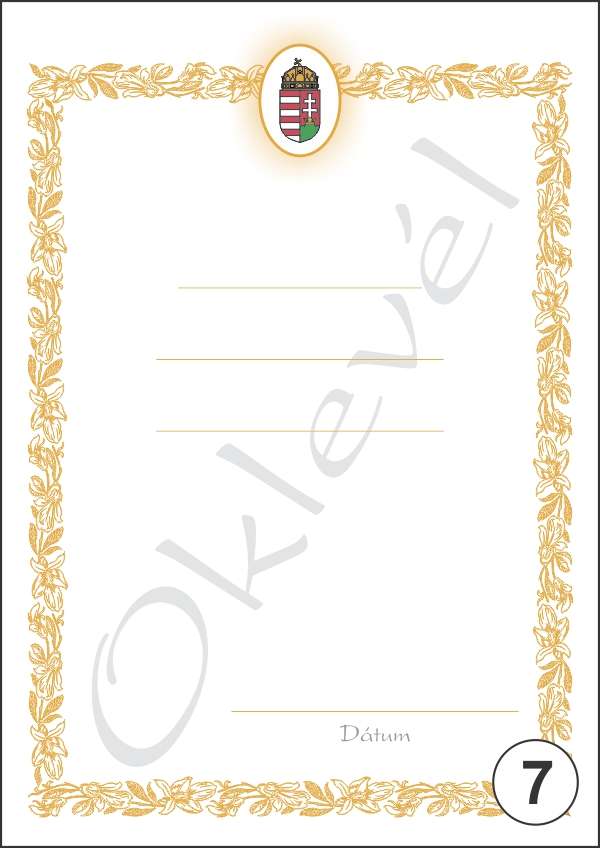 OKLEVÉL/EMLÉKLAP A/5 NYOMELL, A5-007