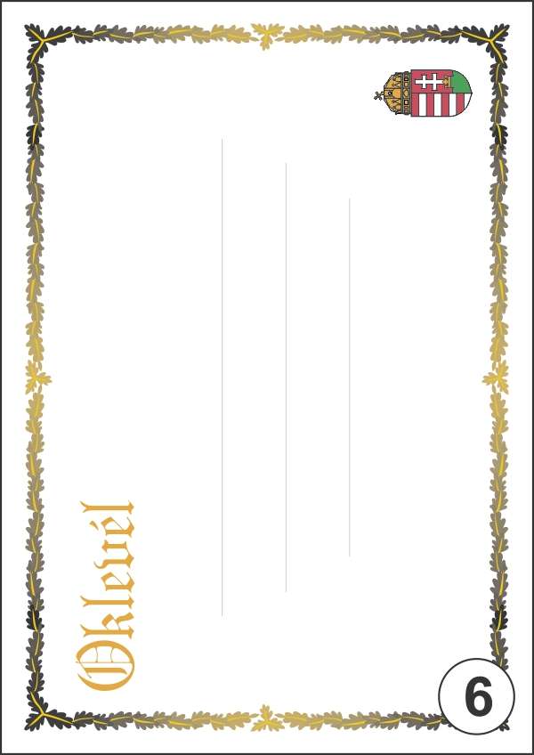 OKLEVÉL/EMLÉKLAP A/5 NYOMELL, A5-006