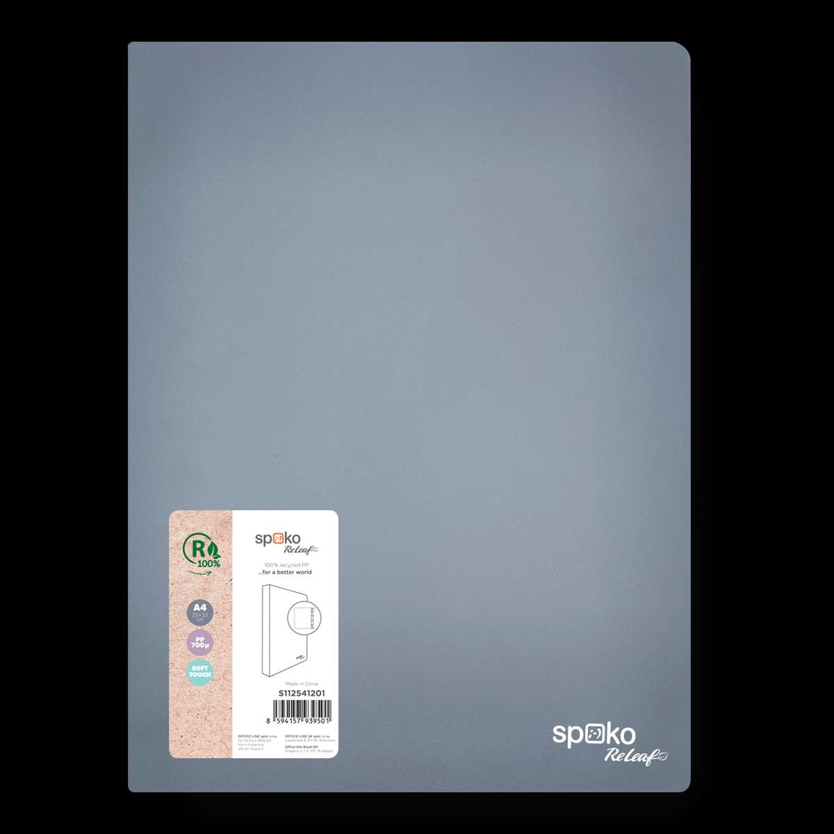 GYŰRŰSKÖNYV A/4 4 GYŰRŰS, PP, 35 MM, SZÜRKE